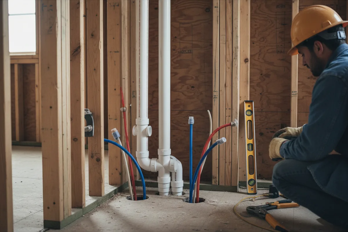 Drain and supply rough-in during Leak Detection in Hazard