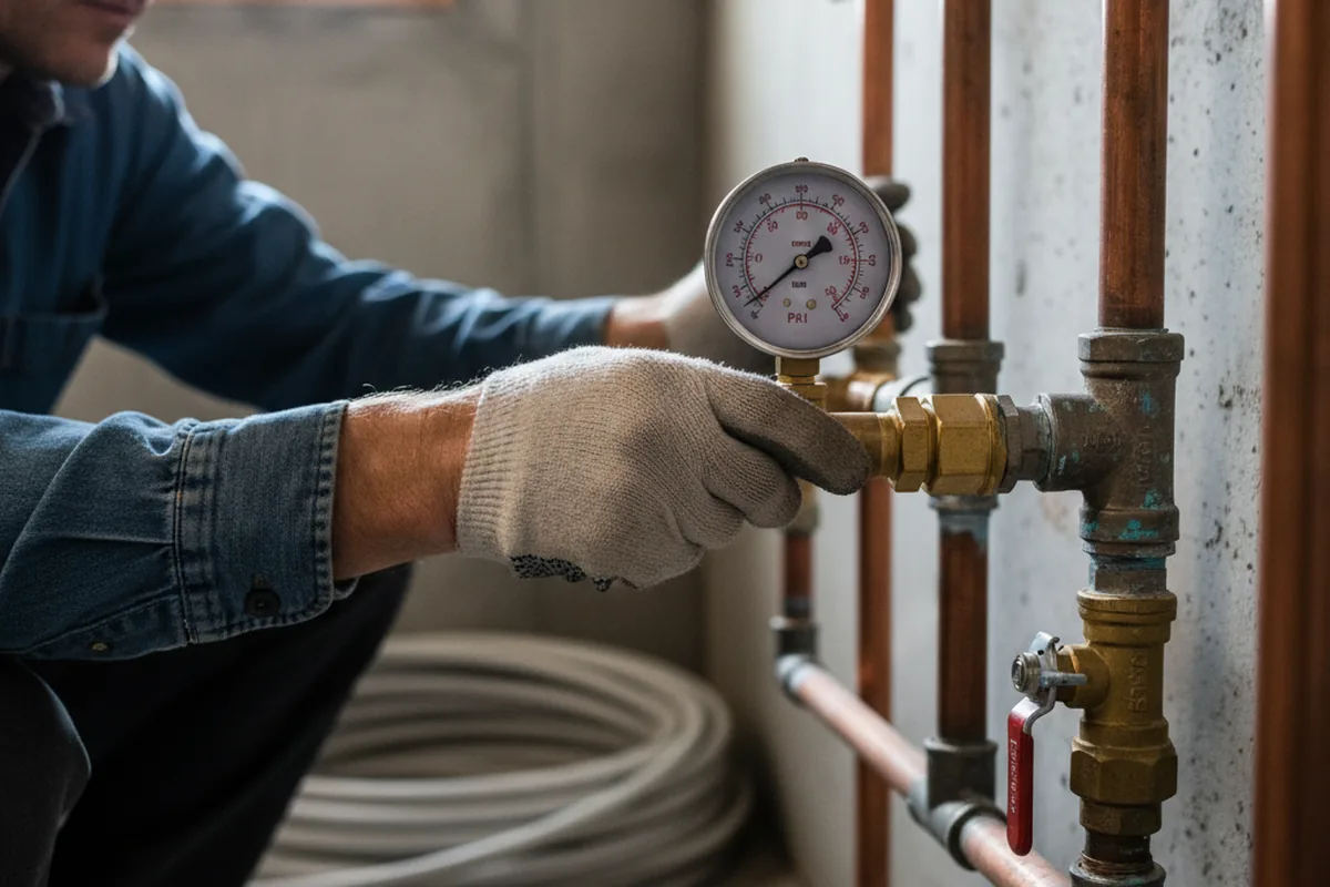 Pressure testing a repaired line during Water Line Repair in Hazard